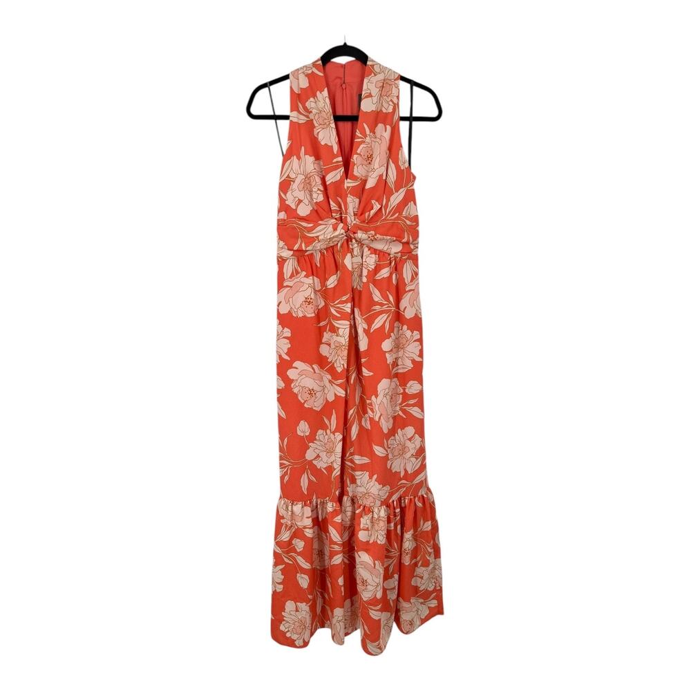 Vince Camuto dress twisted printed sleeveless maxi light orange size 2